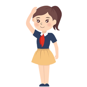 手绘矢量小学生敬礼卡通人物透明背景免扣图