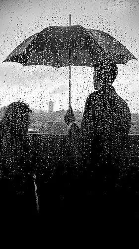 伤感-花瓣网|陪你做生活的设计师 | 雨中打伞的人唯美h5背景