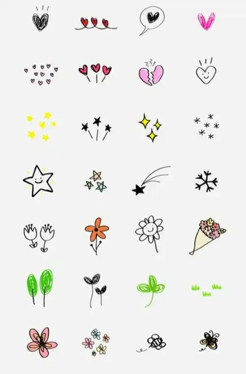 手工diy:这些小图案,可以做刺绣图样,也可以当作手账素材