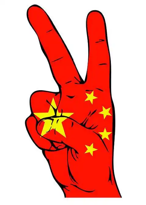 胜利手势,五星红旗,中国国旗_图片素材