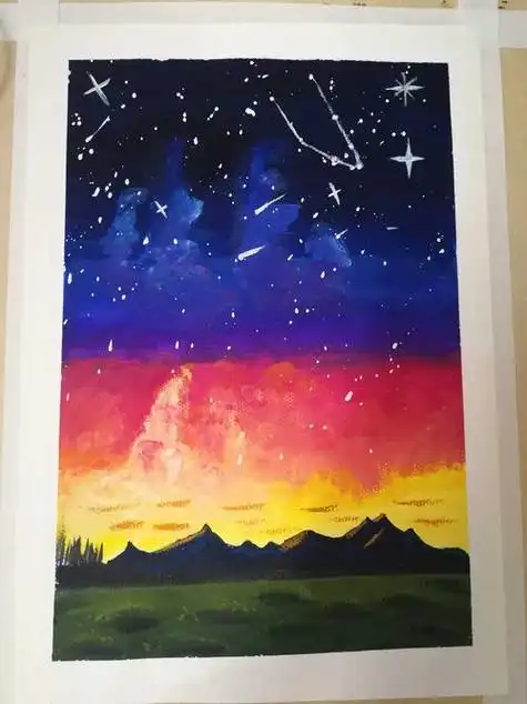 超好看又简单的星空画超好看又简单的星空画水粉