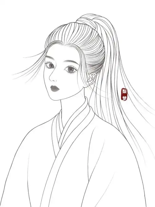 古风少女线稿练习5