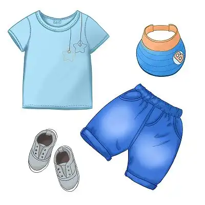 手绘卡通儿童服装png素材服装配饰