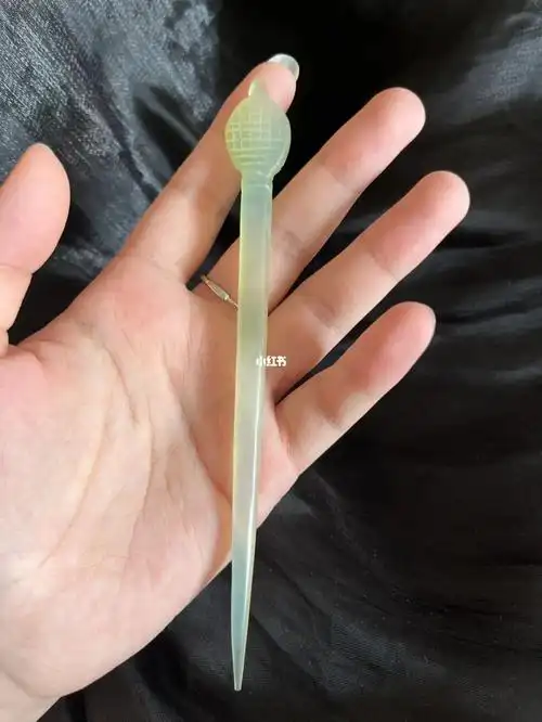 岫玉绿冰发簪 古典天然玉簪子 发钗玉梢头旗