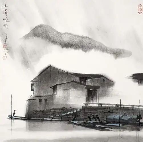 【江南烟雨 软片 设色纸本】拍卖品_图片_价格_鉴赏_绘画_雅昌艺术品