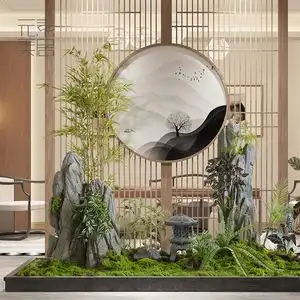 可定制免费设计网红仿真绿植造景组合新中式大型装饰室内植物景观