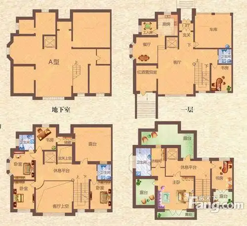 别墅户型图8室2厅4卫1厨228.78㎡
