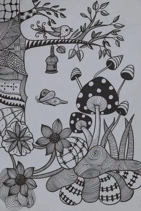 文化_绘画儿童线条画《葡萄》_儿童画_母婴_早教黑白线条画黑白线条画