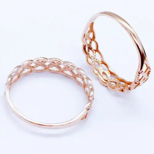 满洲里保真正珠宝新款俄罗斯585紫金戒指女欧洲14k玫瑰金时尚花边