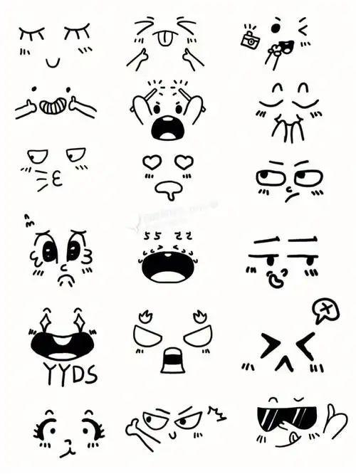 简笔画传纸条的小表情手帐素材