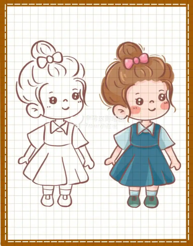 小女孩卡通儿童头像零基础 零基础绘画|简笔画教程|插画|手帐素材现在