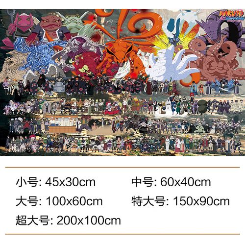 糜鸿火影忍者动漫海报墙纸鸣人佐助宿舍卧室超大墙贴贴纸壁画装饰 乳