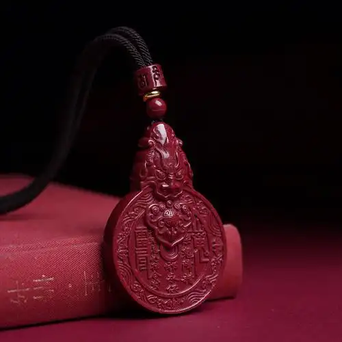 朱砂山鬼花钱吊坠女貔貅挂件男本命年项链八卦铜钱情侣扣项链