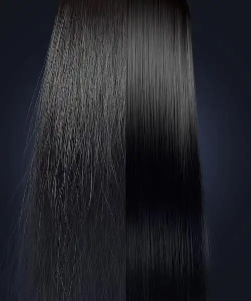 黑色背景上的长头发女生头发