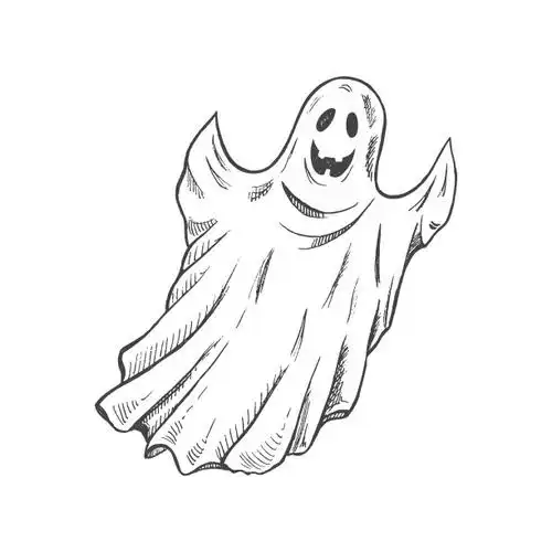 可怕的白色幽灵.万圣节快乐.可爱的复古幽灵角色.