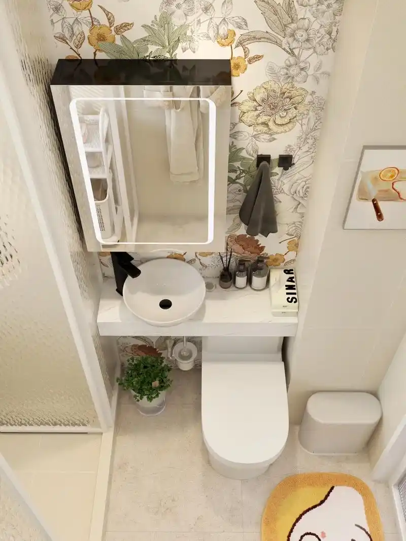 小户型浴室|80cm马桶盆打造两功能区.简约风卫生间,小户型 - 抖音
