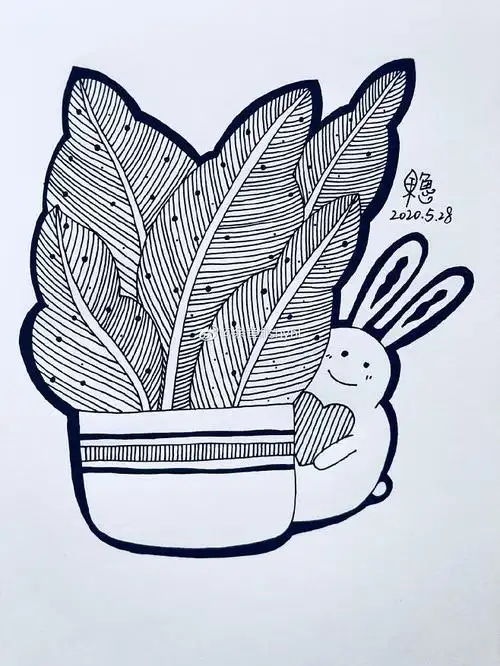 黑白装饰画线描