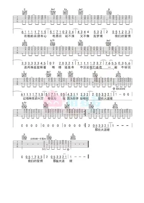 汪苏泷万有引力c调和弦编配吉他谱