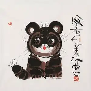 国画名人字画韩美林精品作品手绘四尺斗方十二生肖虎装饰客厅书房