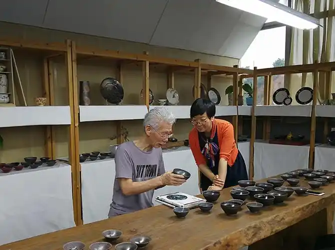 器世界日本京都水出胜大师天目盏建盏曜变紫金釉手拉