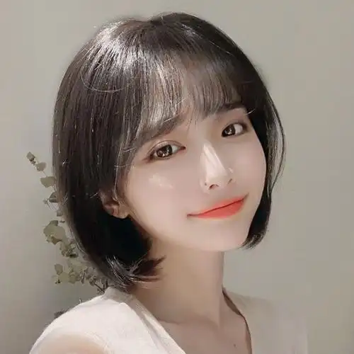 丽青丝假发女 短发 真发 直发 波波头 真人发丝 空气刘海 bobo头 直发