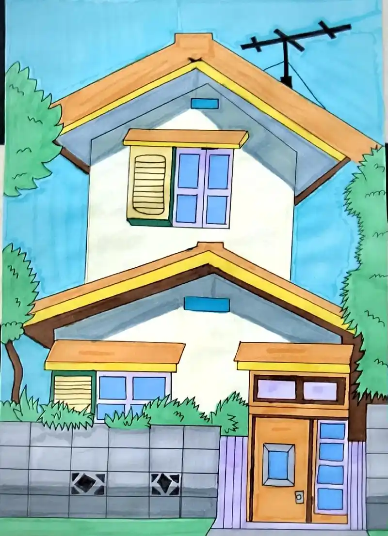 画画 #教程   附线稿 治愈系大雄的房子 - 抖音