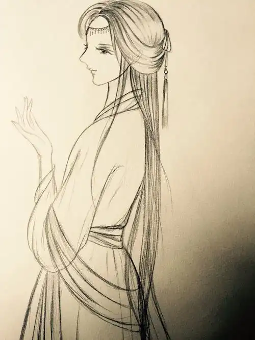 素描古风人物 古风人物素描画图片