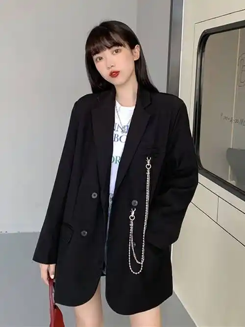 黑色西装外套早秋冬季新款2021网红西服女上衣爆款小个子时尚炸街