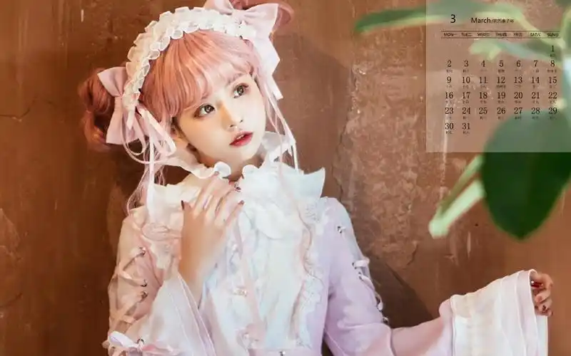 2020年3月可爱萝莉美女高清日历壁纸