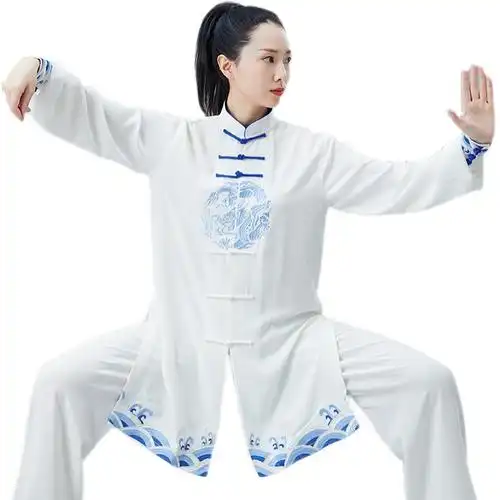 太极女装太极拳春夏季练功刺绣高档武术表演服装太极服