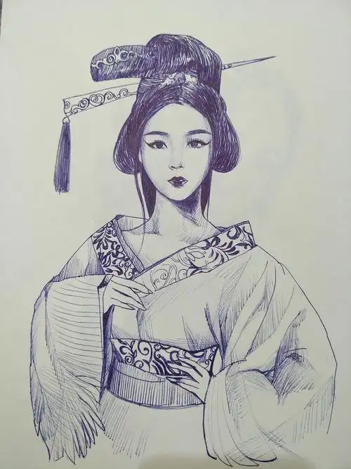 《圆珠笔古装美人》