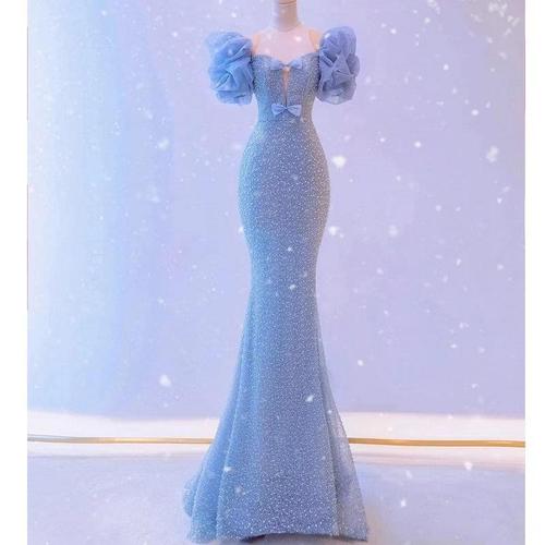 鱼尾轻婚纱法式亮片高级设计感气质显瘦晚礼服性感小众新娘敬酒服