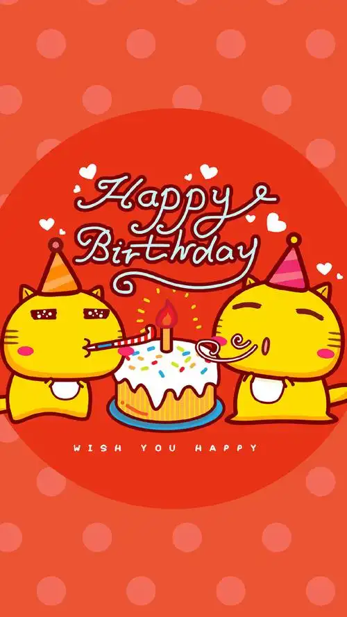 哈咪猫生日快乐卡通图片手机壁纸