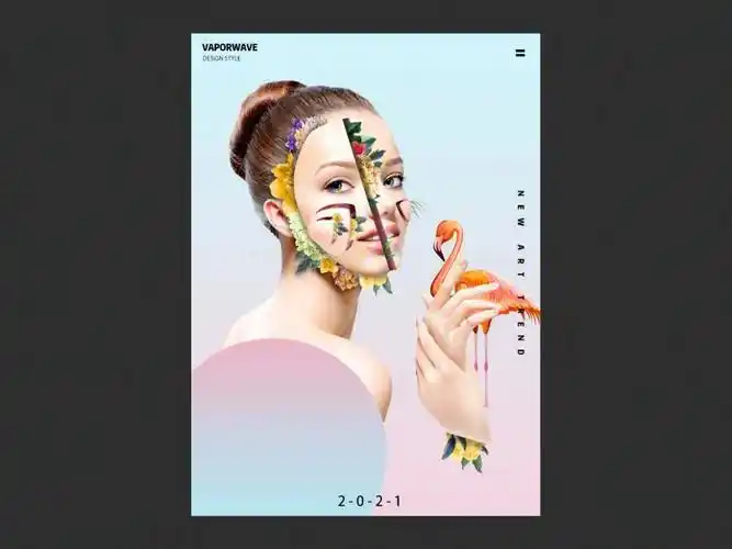 ps练习①蒸汽波人像创意海报