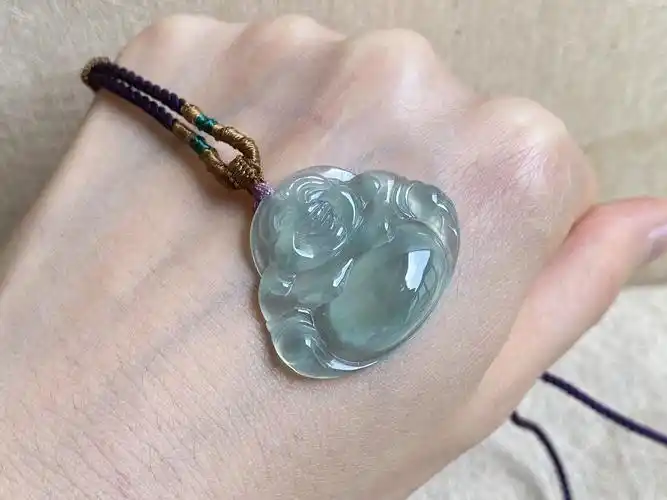 缅甸老坑冰种翡翠玉佛吊坠男女弥勒佛玉坠大肚笑佛挂件项链送亲友