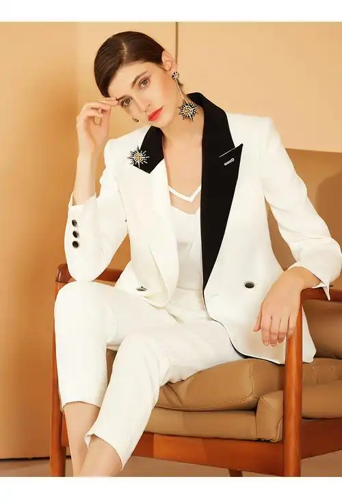 iwy端庄白色西装套装女职业装气质女神范商务正装面试装西服194072c1