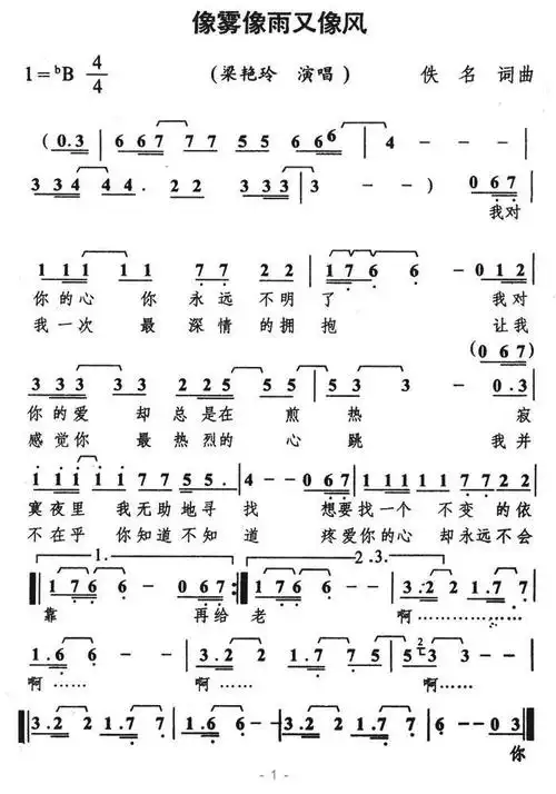 像雾像雨又像风简谱(图2)