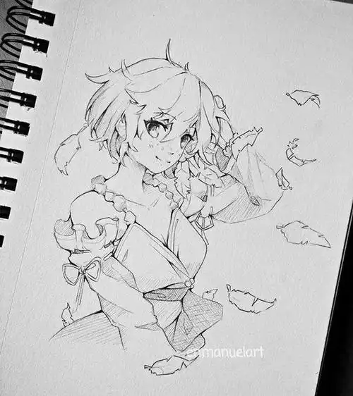 16岁二次元少女用铅笔描绘灵动的动漫人物