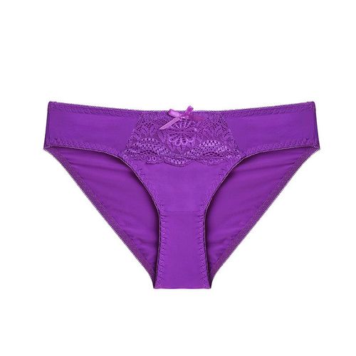 性感内裤女轻薄透气弹力冰丝少女低腰结大码三角裤紫色m适合80100斤