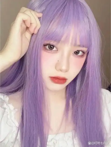 中长发染发灰紫色,中长发染发灰紫色好看吗