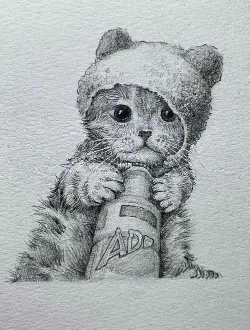 超超超简单素描小猫