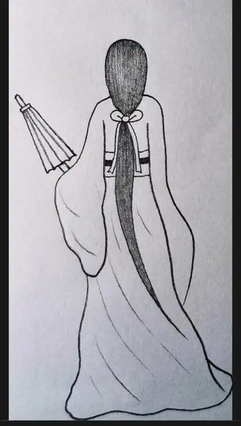 古风人物简笔画女古风人物简笔画女撑伞古风女子撑伞简笔画古风人物简