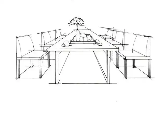 专项练习—一点透视—简单桌椅组合