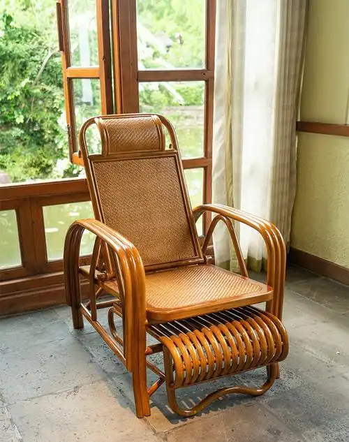 菩本藤椅 天然真藤躺椅折叠藤椅藤条躺椅逍遥椅家用靠背老人午睡椅