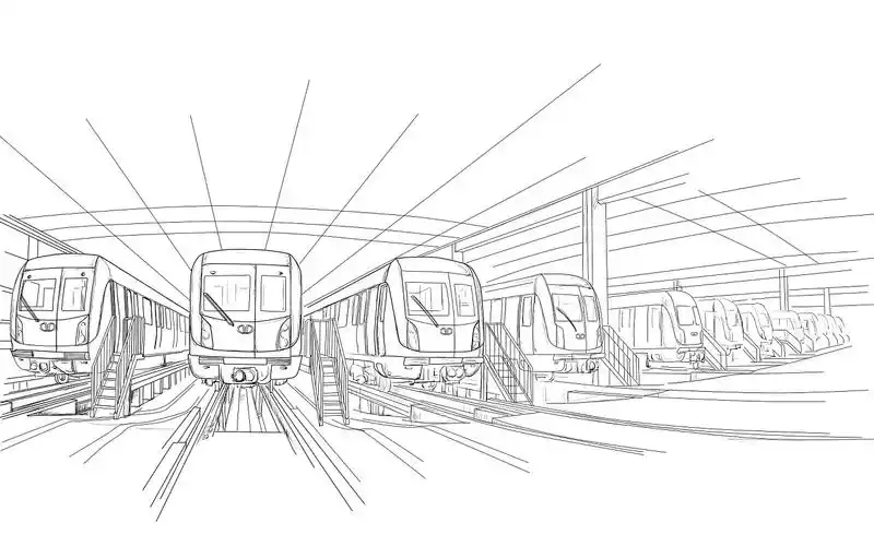 地铁站线描手绘