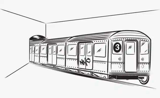 手绘地铁车厢
