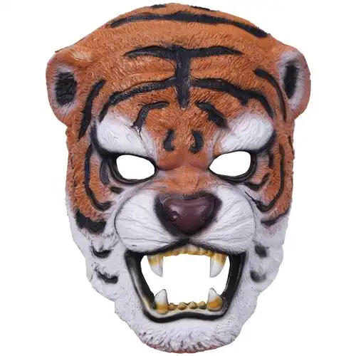 万圣节动物世界化装舞会半脸逼真老虎面具头套饰用品儿童面具装扮