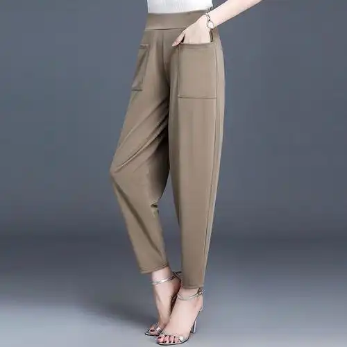 七分九分新款春夏装哈伦裤女韩版休闲裤薄款女裤灯笼裤萝卜裤黑色七分