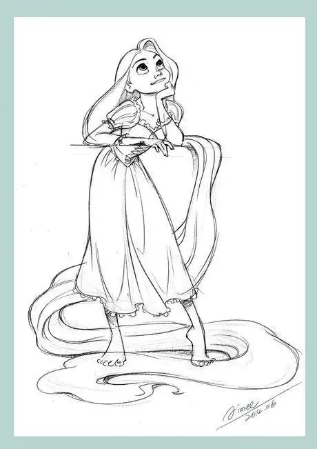 公主简笔画漂亮的长发公主 卡通动漫简笔画 长发公主简笔画