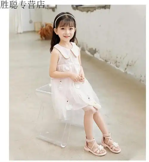 迪士尼disney女童凉鞋网红罗马鞋年夏季新款儿童花朵时尚小女孩公主鞋